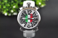 GAGA! 2017 New style Gaga milano watches with Italy Flag decoration big dial 4.8cm gaga watch for men for women silver case white strap