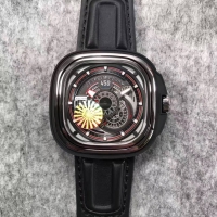 SEVENFRIDAY P3C/01 Hot Rod Limited Edition Mechanical Watch Black Leather Strap