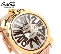 Gaga milano watch Slim 46MM Gold Plated the trend of fashion round big dial unisex gaga watch fashion quartz stainless steel watches