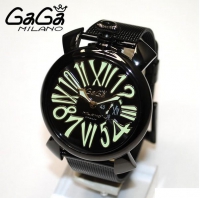 Gaga milano watch Slim 46MM Black Plated the trend of fashion round big dial unisex gaga watch fashion quartz stainless steel watches